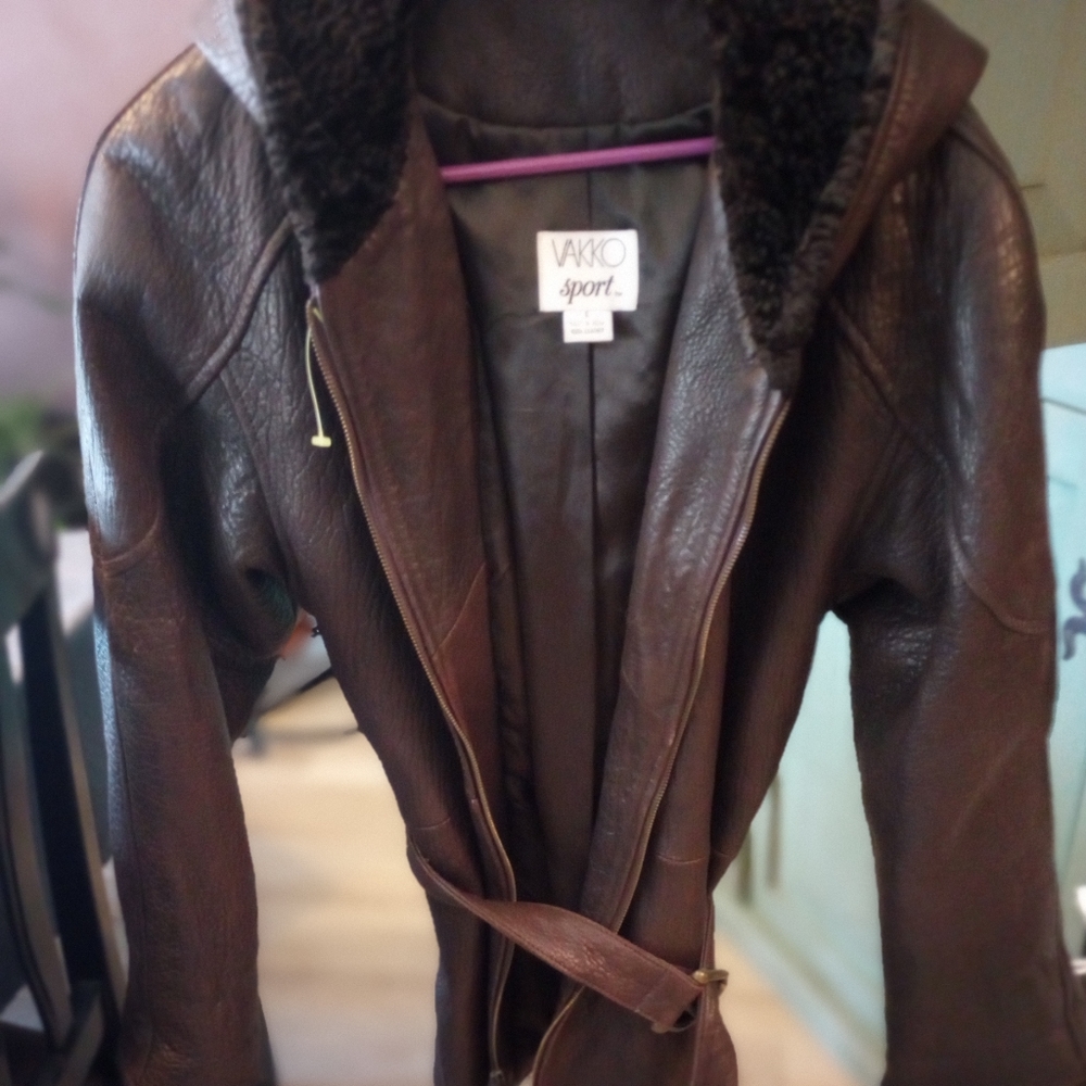 Jacket, belted leather